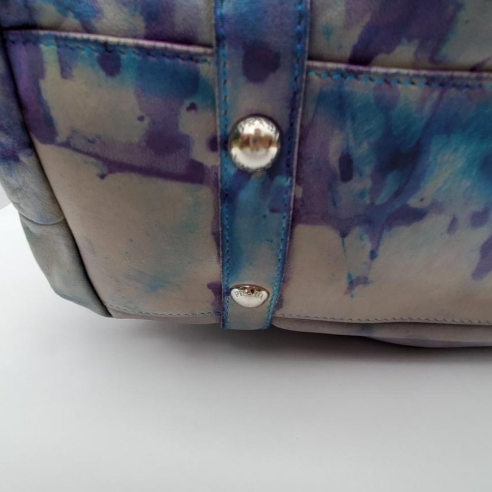 Prada Leather purse hobo tote bag tie dyed XL gray blue purple limited edition - Picture 7 of 16